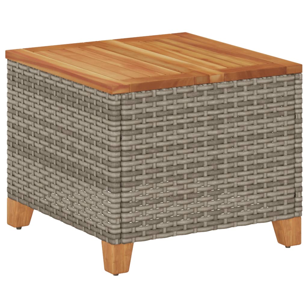 Tuintafel 45x45x37 cm poly rattan en acaciahout grijs is nu te koop bij PeponiXL, paradijselijk wonen!