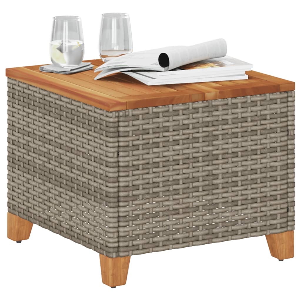 Tuintafel 45x45x37 cm poly rattan en acaciahout grijs is nu te koop bij PeponiXL, paradijselijk wonen!