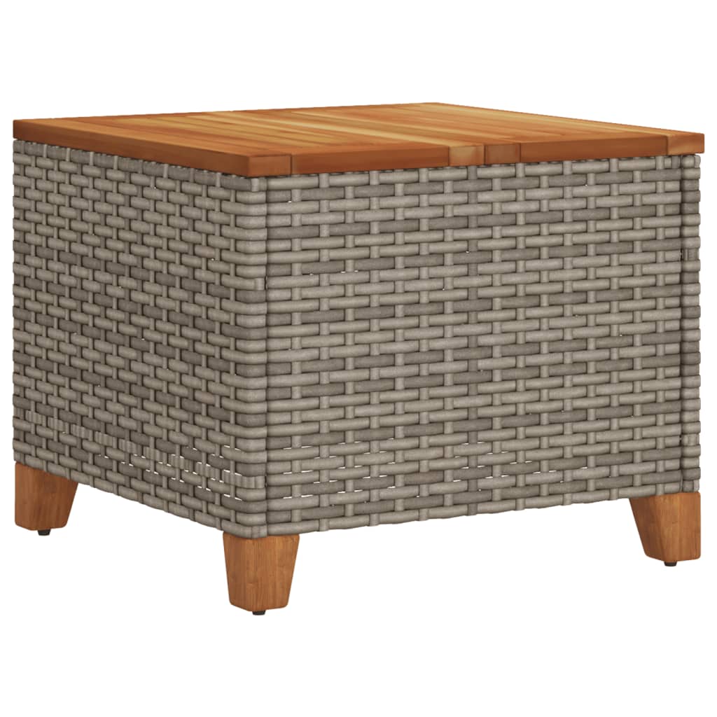 Tuintafel 45x45x37 cm poly rattan en acaciahout grijs is nu te koop bij PeponiXL, paradijselijk wonen!