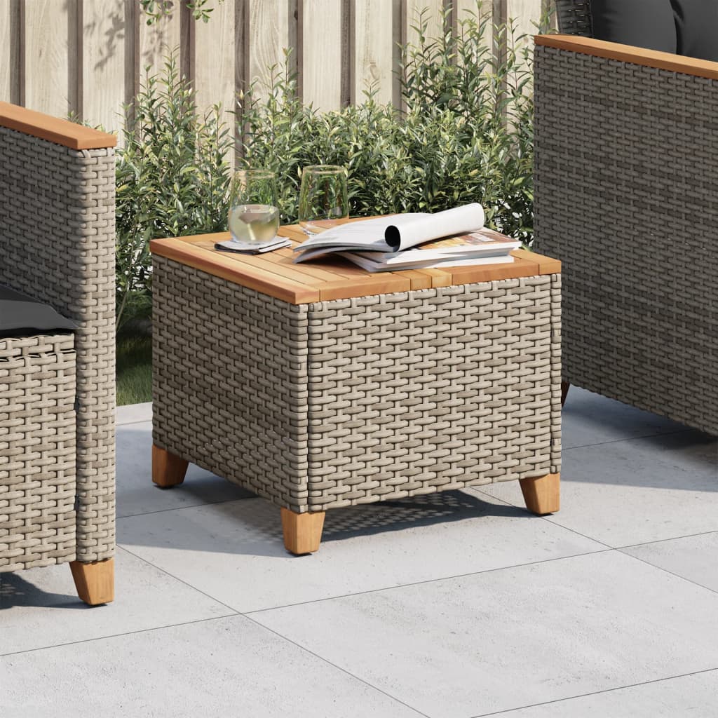 Tuintafel 45x45x37 cm poly rattan en acaciahout grijs is nu te koop bij PeponiXL, paradijselijk wonen!