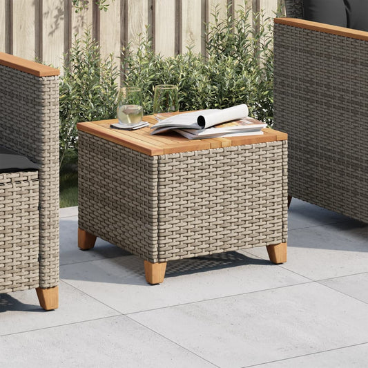 Tuintafel 45x45x37 cm poly rattan en acaciahout grijs is nu te koop bij PeponiXL, paradijselijk wonen!