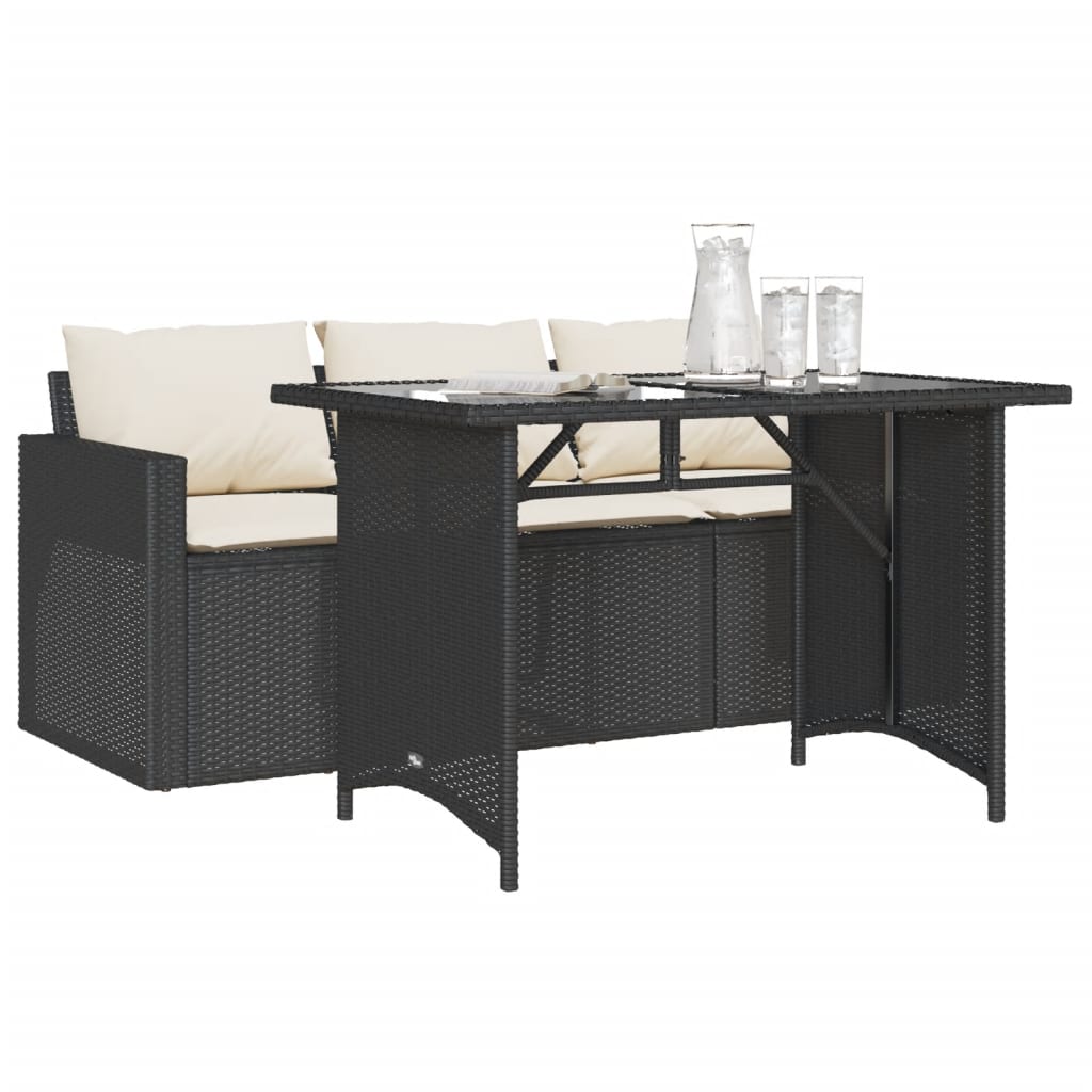 2-delige Tuinset met kussens poly rattan zwart is nu te koop bij PeponiXL, paradijselijk wonen!