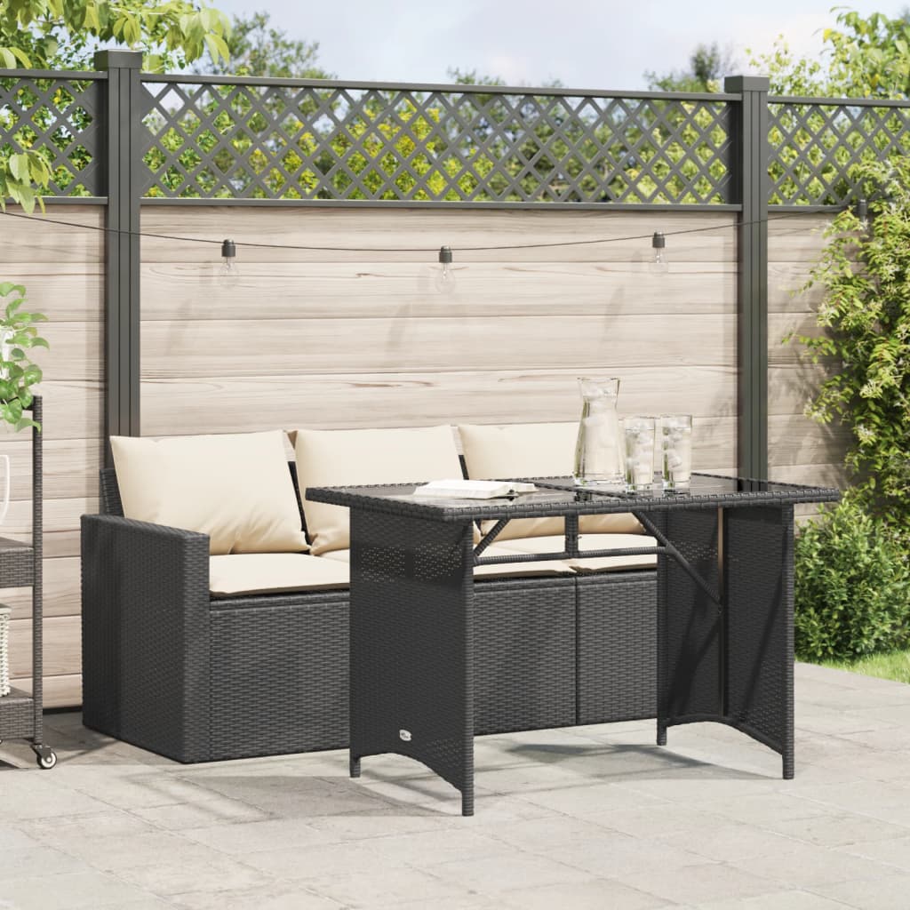 2-delige Tuinset met kussens poly rattan zwart is nu te koop bij PeponiXL, paradijselijk wonen!