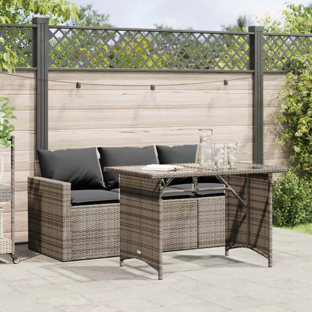 2-delige Tuinset met kussens poly rattan grijs is nu te koop bij PeponiXL, paradijselijk wonen!