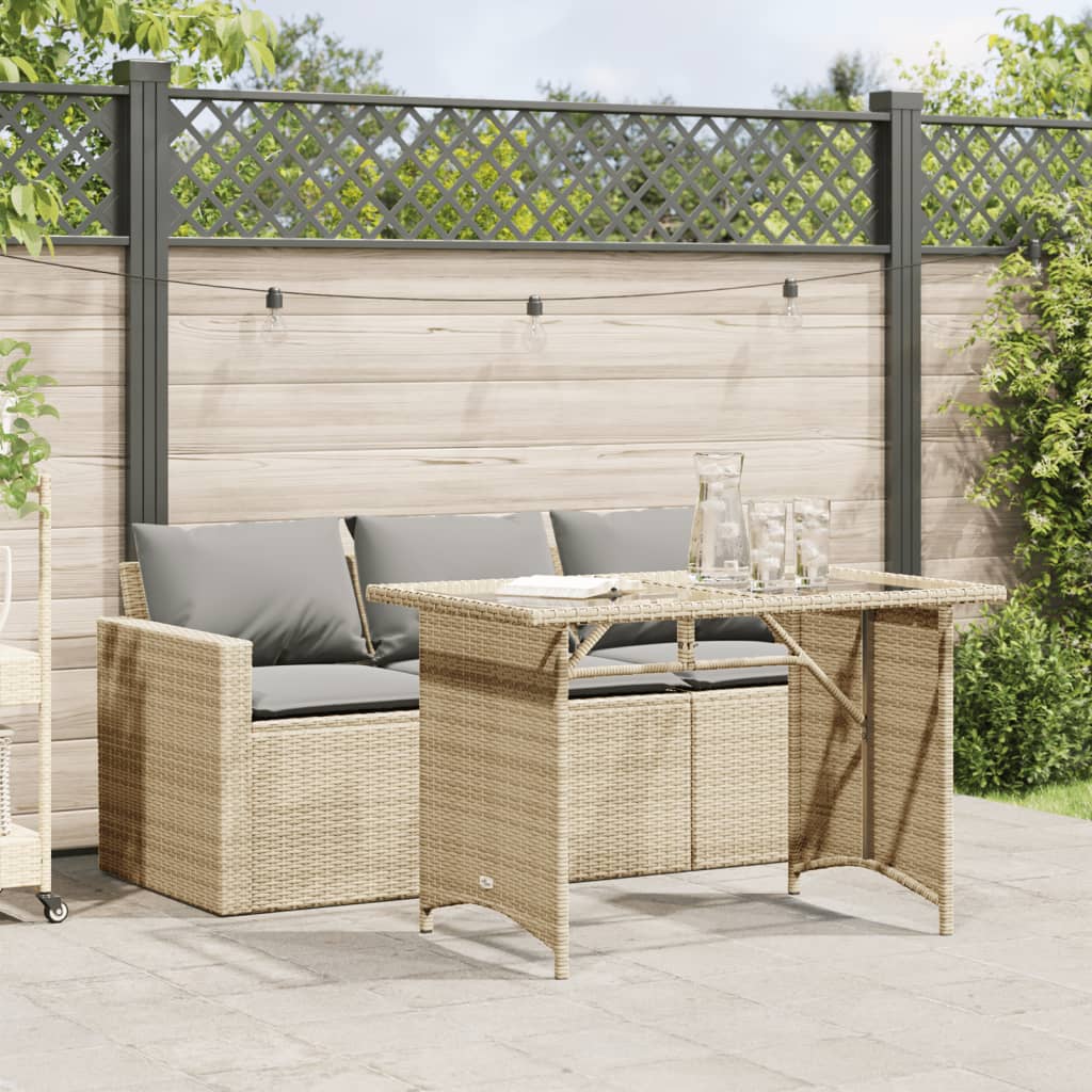 2-delige Tuinset met kussens poly rattan beige is nu te koop bij PeponiXL, paradijselijk wonen!