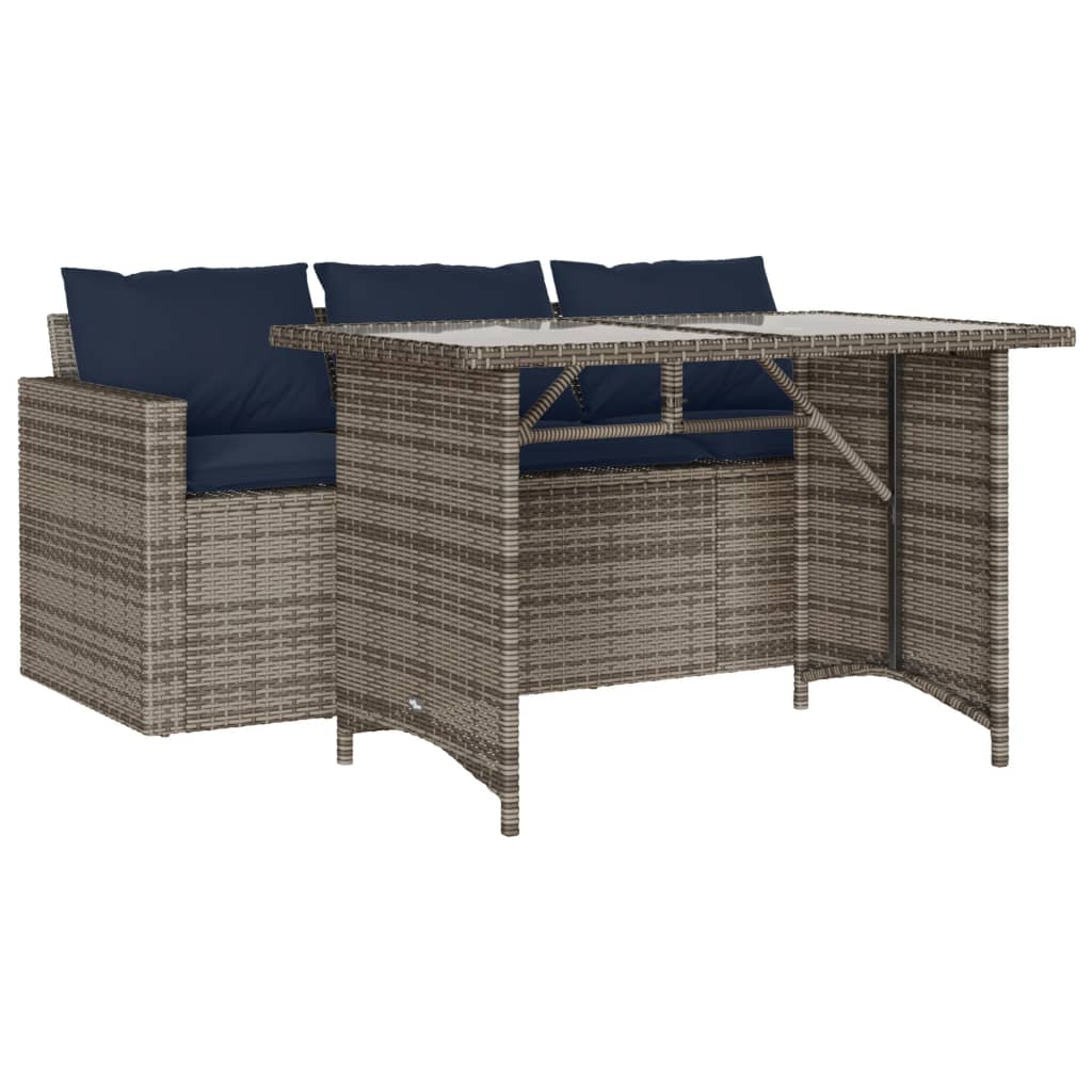 2-delige Tuinset met kussens poly rattan grijs is nu te koop bij PeponiXL, paradijselijk wonen!