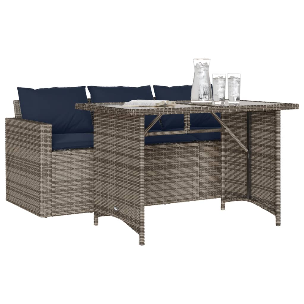 2-delige Tuinset met kussens poly rattan grijs is nu te koop bij PeponiXL, paradijselijk wonen!