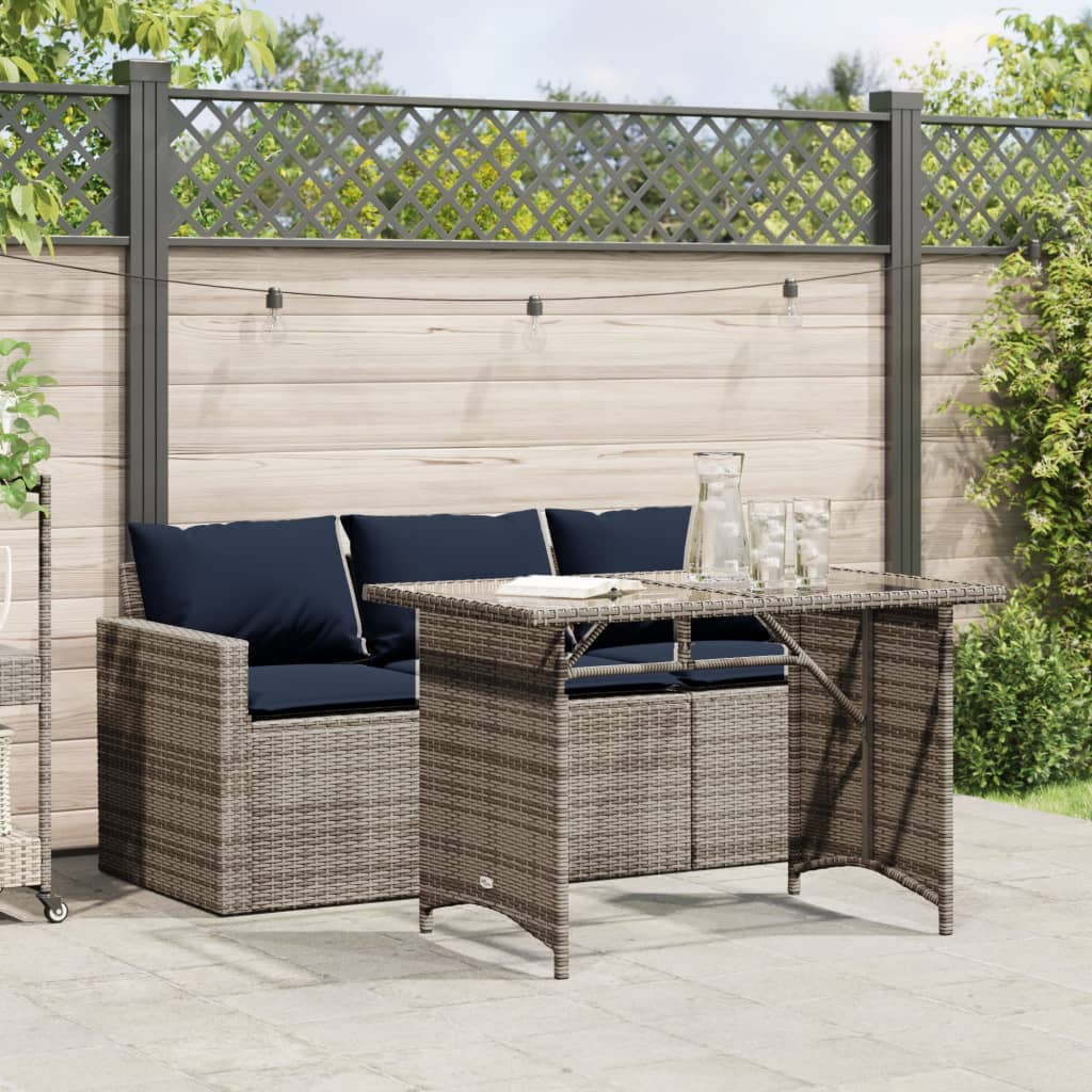 2-delige Tuinset met kussens poly rattan grijs is nu te koop bij PeponiXL, paradijselijk wonen!