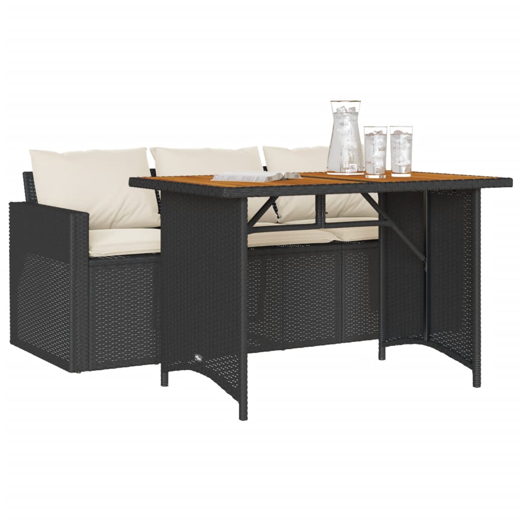 2-delige Tuinset met kussens poly rattan zwart is nu te koop bij PeponiXL, paradijselijk wonen!