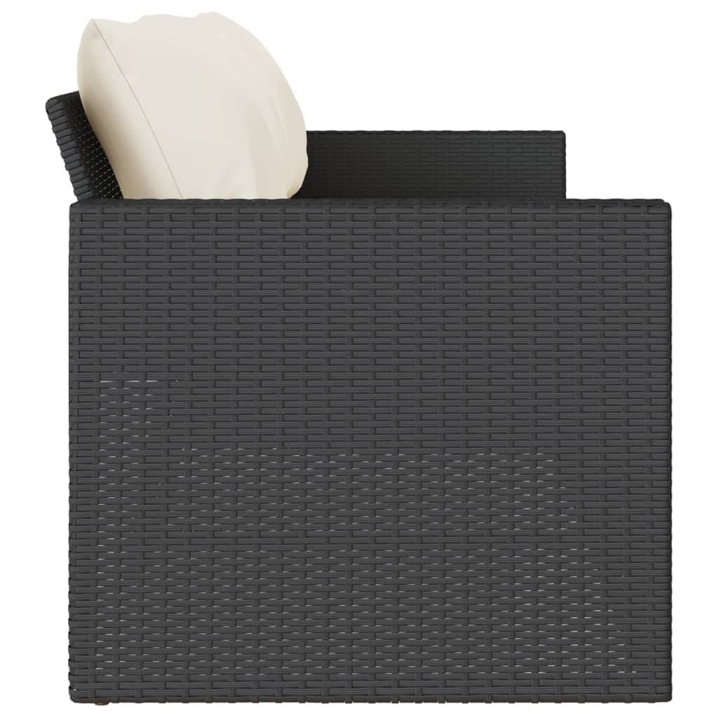 Tuinbank 3-zits met kussens poly rattan zwart is nu te koop bij PeponiXL, paradijselijk wonen!
