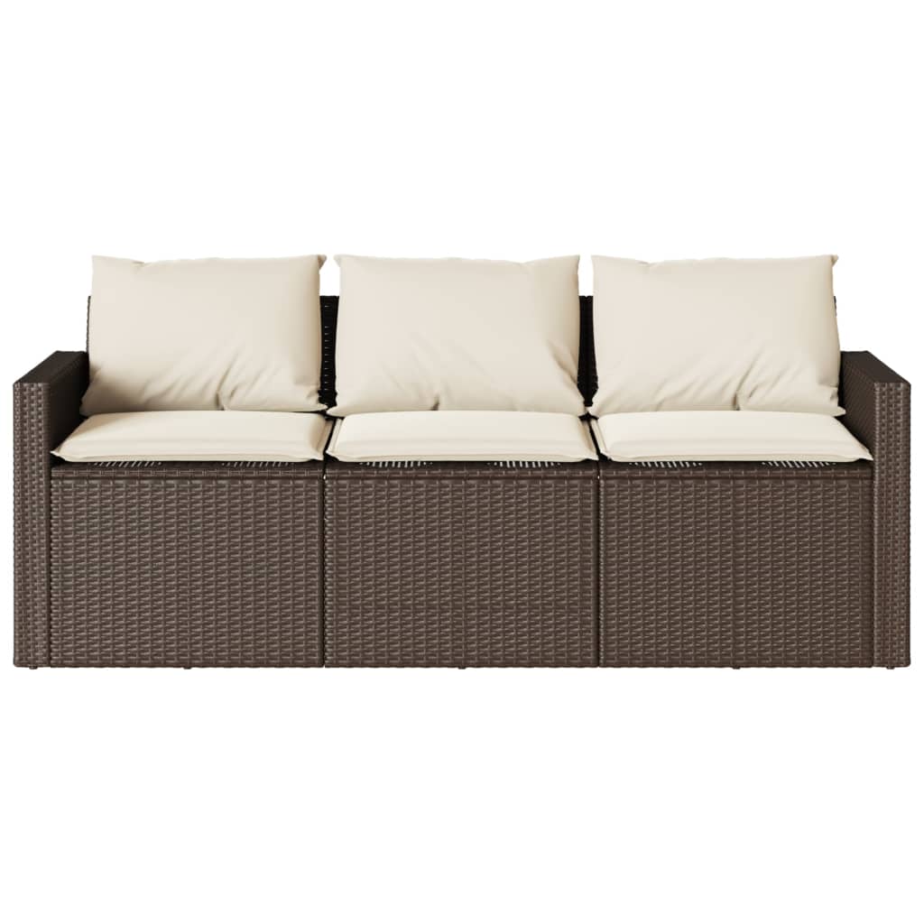Tuinbank 3-zits met kussens poly rattan bruin is nu te koop bij PeponiXL, paradijselijk wonen!