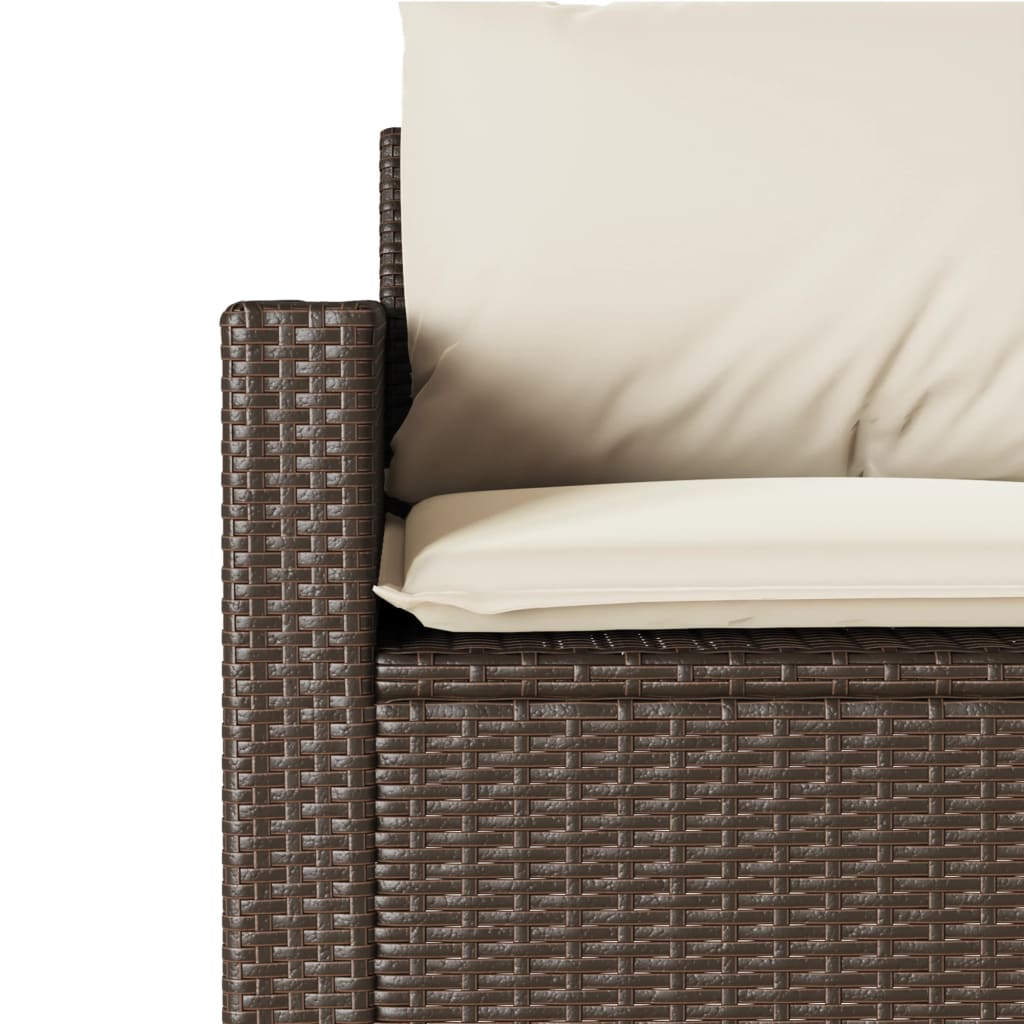 Tuinbank 3-zits met kussens poly rattan bruin is nu te koop bij PeponiXL, paradijselijk wonen!