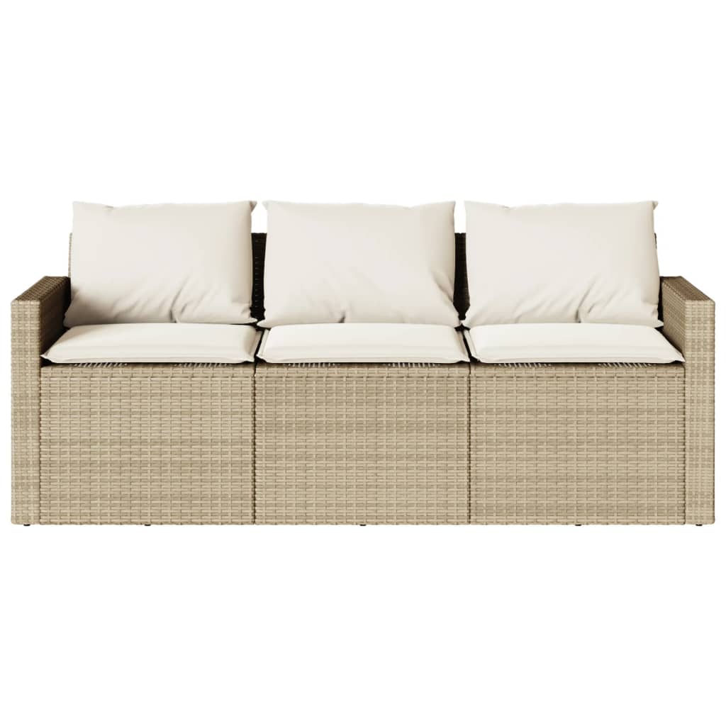 Tuinbank 3-zits met kussens poly rattan beige is nu te koop bij PeponiXL, paradijselijk wonen!