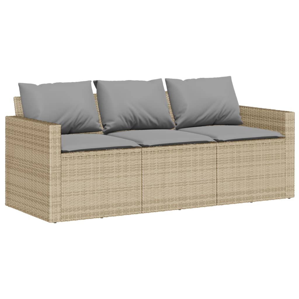 Tuinbank 3-zits met kussens poly rattan beige is nu te koop bij PeponiXL, paradijselijk wonen!