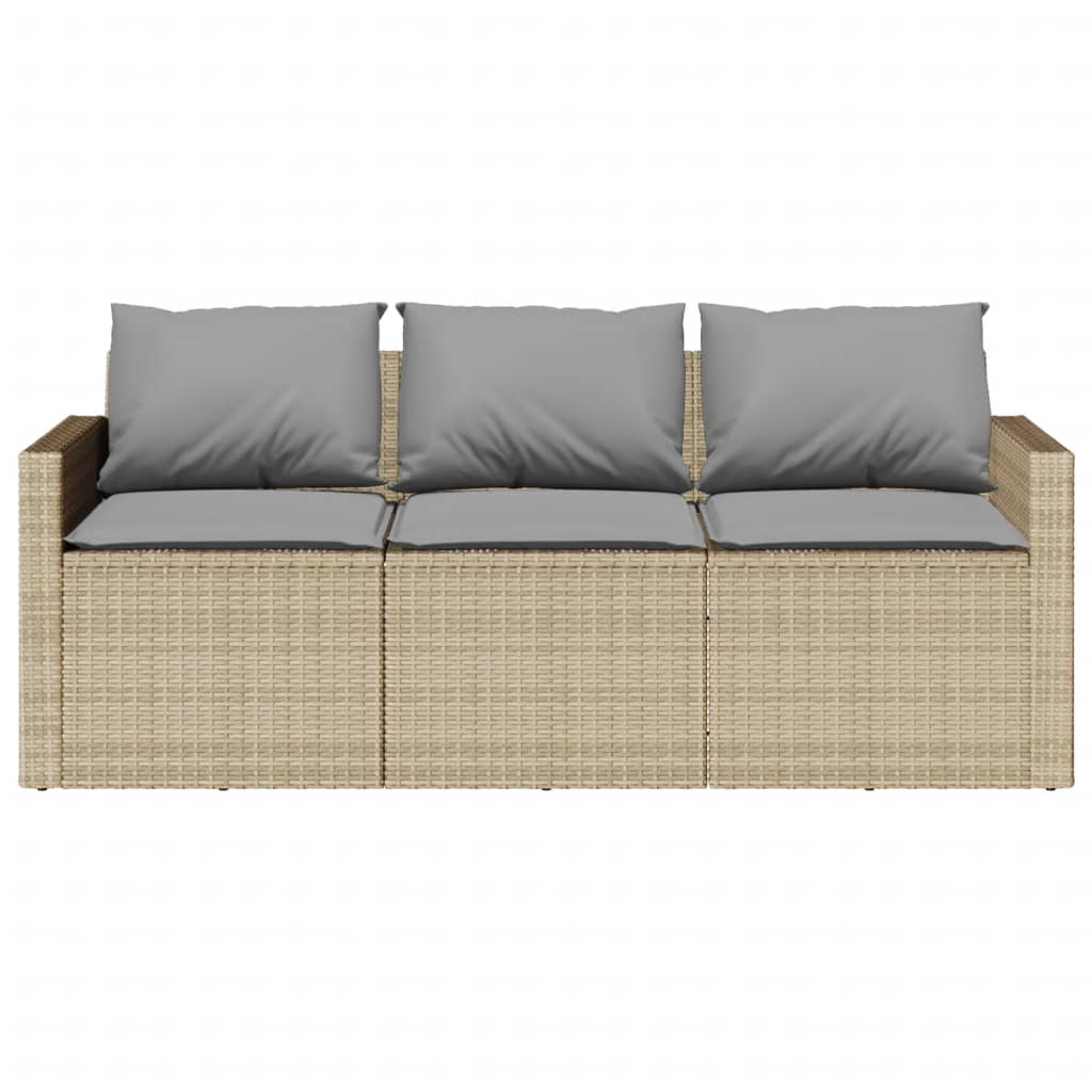 Tuinbank 3-zits met kussens poly rattan beige is nu te koop bij PeponiXL, paradijselijk wonen!