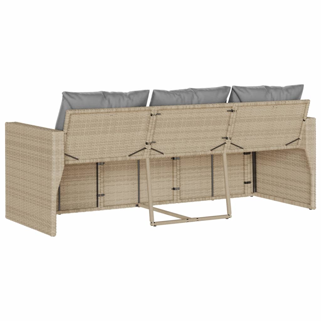 Tuinbank 3-zits met kussens poly rattan beige is nu te koop bij PeponiXL, paradijselijk wonen!