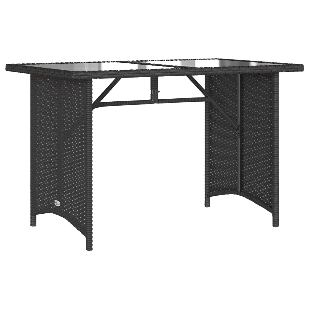 Tuintafel met glazen blad 110x68x70 cm poly rattan zwart is nu te koop bij PeponiXL, paradijselijk wonen!