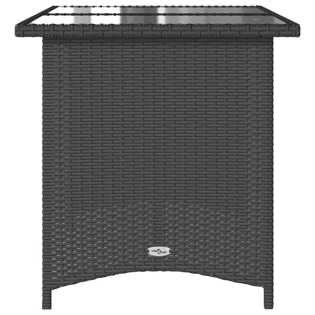 Tuintafel met glazen blad 110x68x70 cm poly rattan zwart is nu te koop bij PeponiXL, paradijselijk wonen!