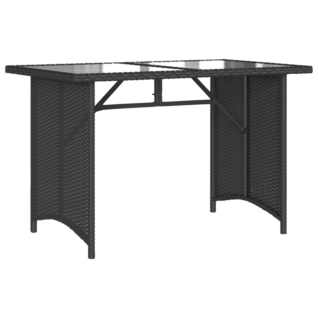 Tuintafel met glazen blad 110x68x70 cm poly rattan zwart is nu te koop bij PeponiXL, paradijselijk wonen!