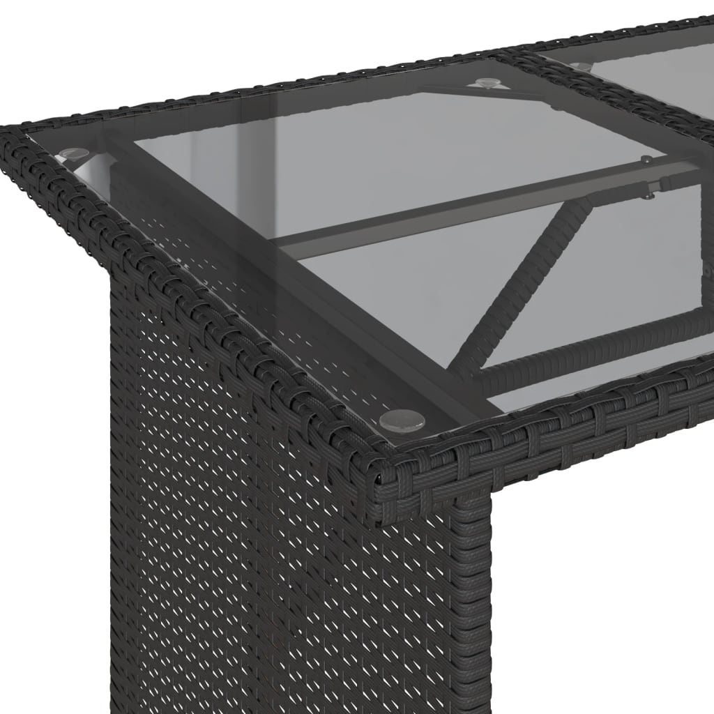 Tuintafel met glazen blad 110x68x70 cm poly rattan zwart is nu te koop bij PeponiXL, paradijselijk wonen!