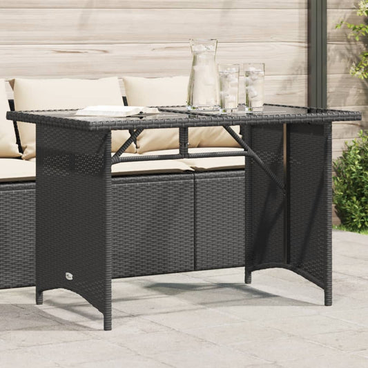 Tuintafel met glazen blad 110x68x70 cm poly rattan zwart is nu te koop bij PeponiXL, paradijselijk wonen!