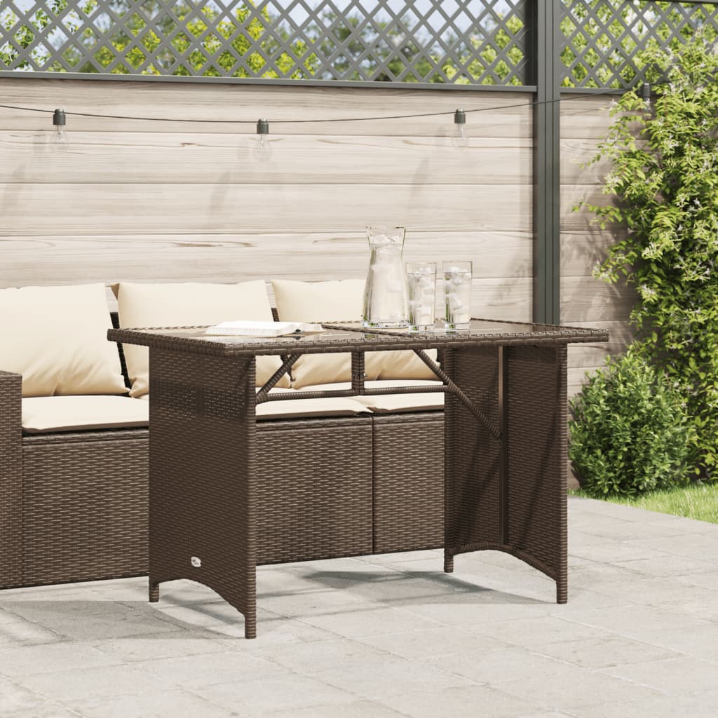 Tuintafel met glazen blad 110x68x70 cm poly rattan bruin is nu te koop bij PeponiXL, paradijselijk wonen!