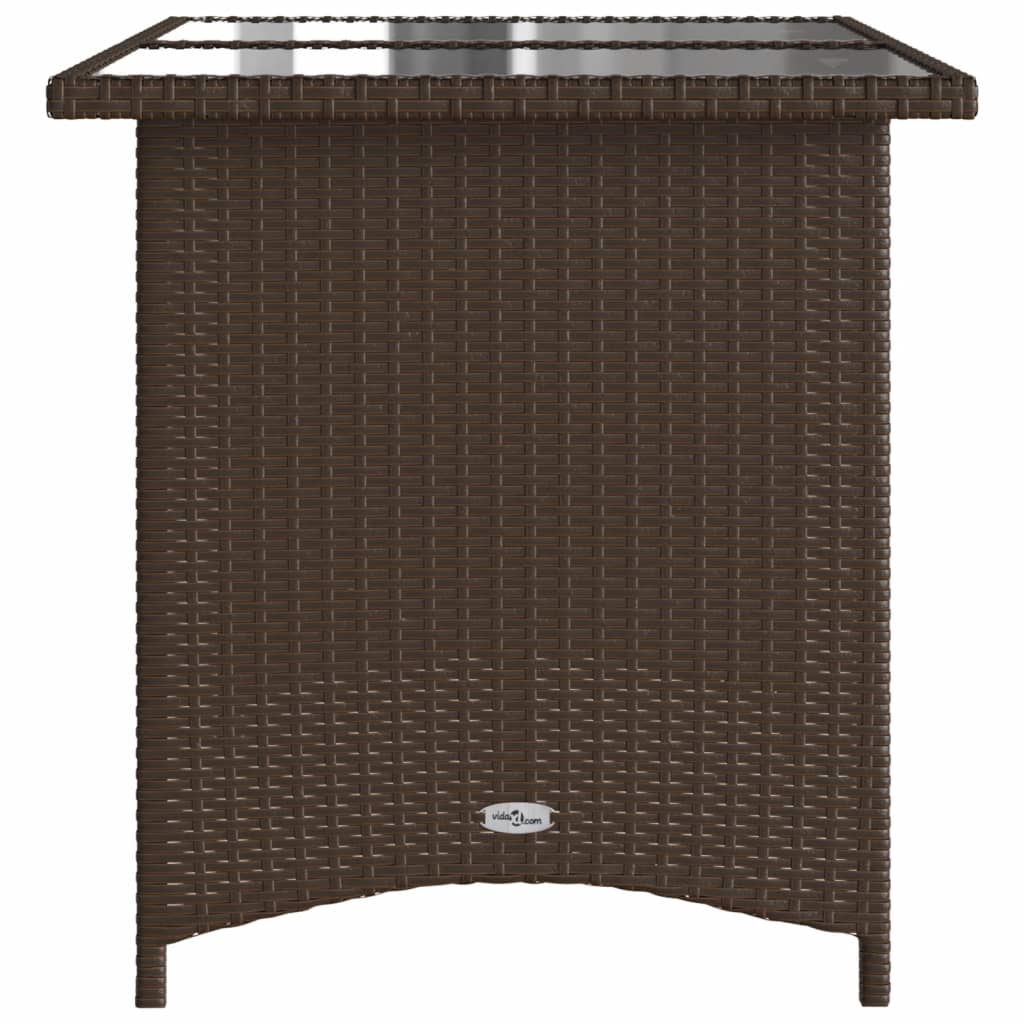 Tuintafel met glazen blad 110x68x70 cm poly rattan bruin is nu te koop bij PeponiXL, paradijselijk wonen!