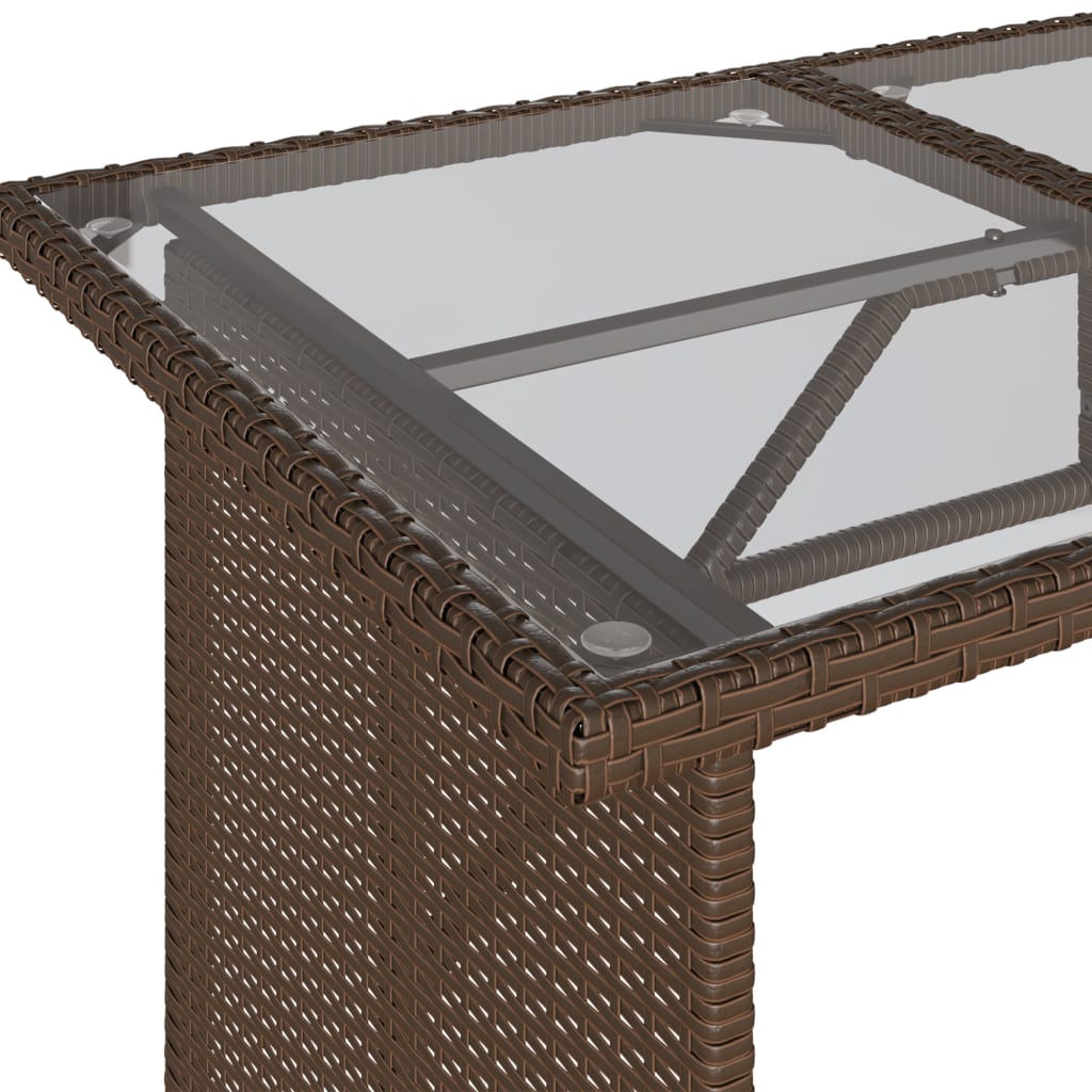 Tuintafel met glazen blad 110x68x70 cm poly rattan bruin is nu te koop bij PeponiXL, paradijselijk wonen!