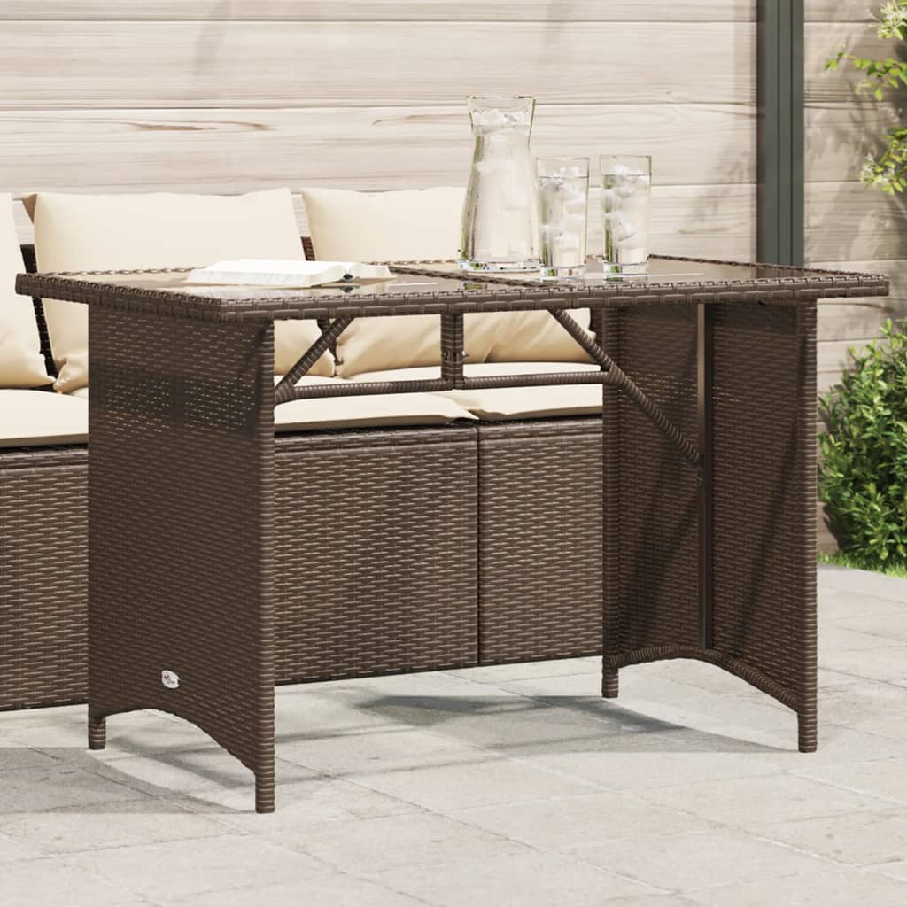 Tuintafel met glazen blad 110x68x70 cm poly rattan bruin is nu te koop bij PeponiXL, paradijselijk wonen!