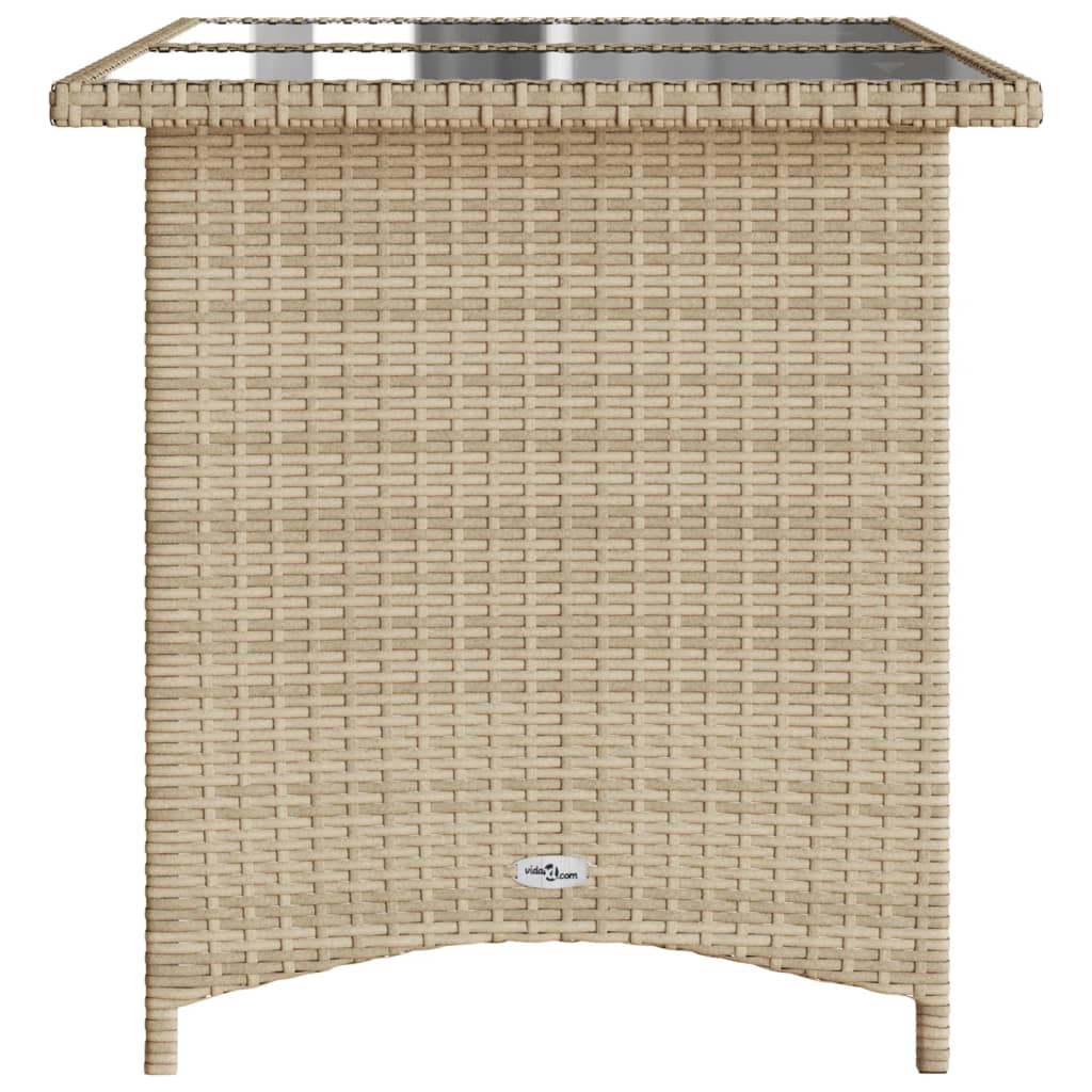 Tuintafel met glazen blad 110x68x70 cm poly rattan beige is nu te koop bij PeponiXL, paradijselijk wonen!