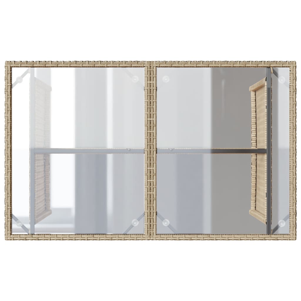 Tuintafel met glazen blad 110x68x70 cm poly rattan beige is nu te koop bij PeponiXL, paradijselijk wonen!