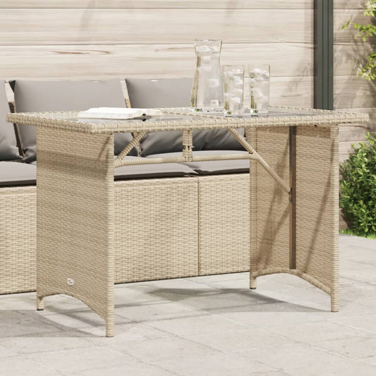Tuintafel met glazen blad 110x68x70 cm poly rattan beige is nu te koop bij PeponiXL, paradijselijk wonen!