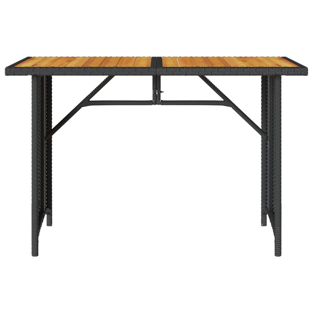 Tuintafel met houten blad 110x68x70 cm poly rattan zwart is nu te koop bij PeponiXL, paradijselijk wonen!