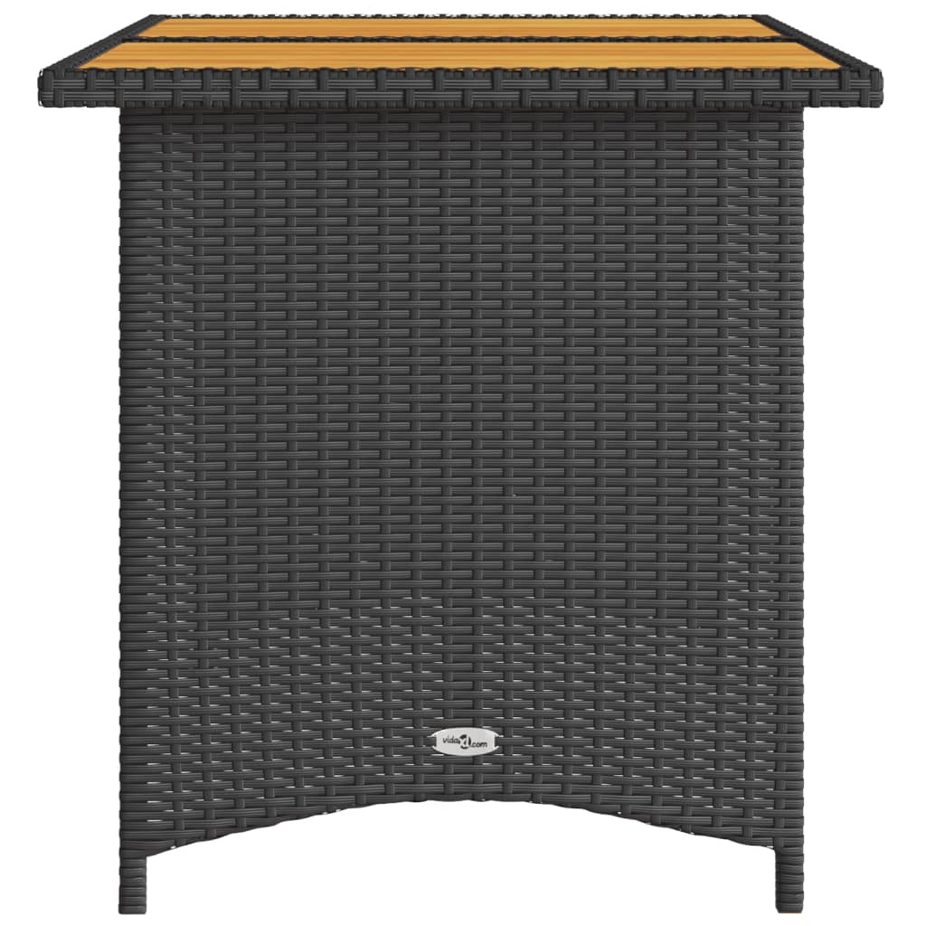 Tuintafel met houten blad 110x68x70 cm poly rattan zwart is nu te koop bij PeponiXL, paradijselijk wonen!