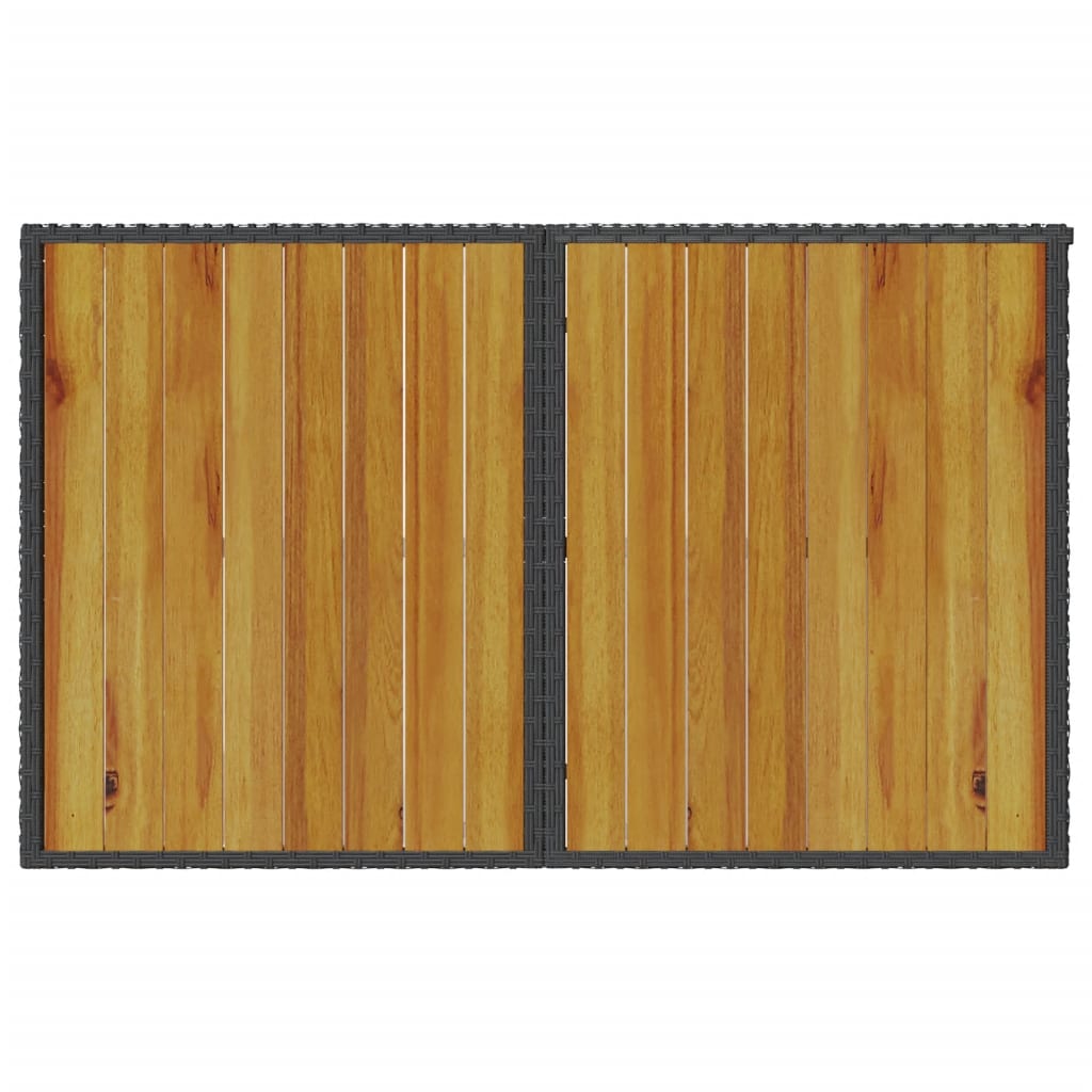 Tuintafel met houten blad 110x68x70 cm poly rattan zwart is nu te koop bij PeponiXL, paradijselijk wonen!