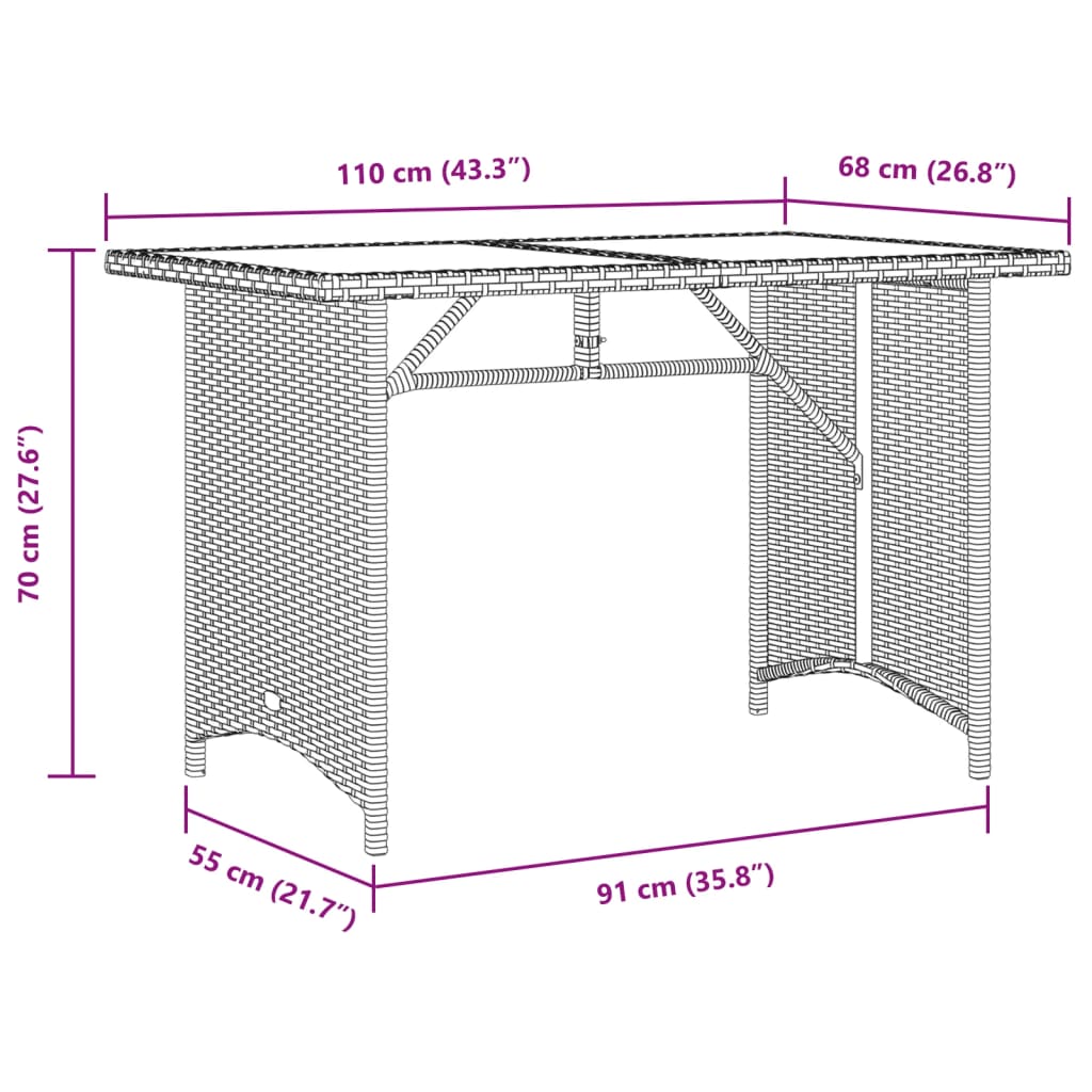Tuintafel met houten blad 110x68x70 cm poly rattan zwart is nu te koop bij PeponiXL, paradijselijk wonen!