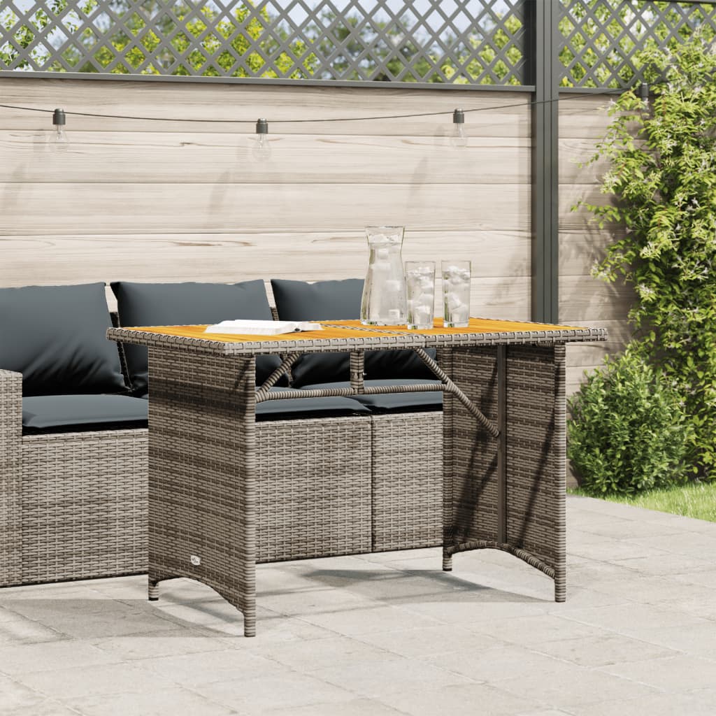 Tuintafel met houten blad 110x68x70 cm poly rattan grijs is nu te koop bij PeponiXL, paradijselijk wonen!