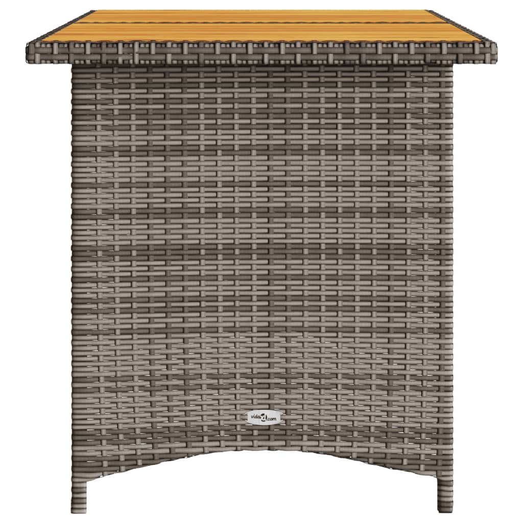 Tuintafel met houten blad 110x68x70 cm poly rattan grijs is nu te koop bij PeponiXL, paradijselijk wonen!