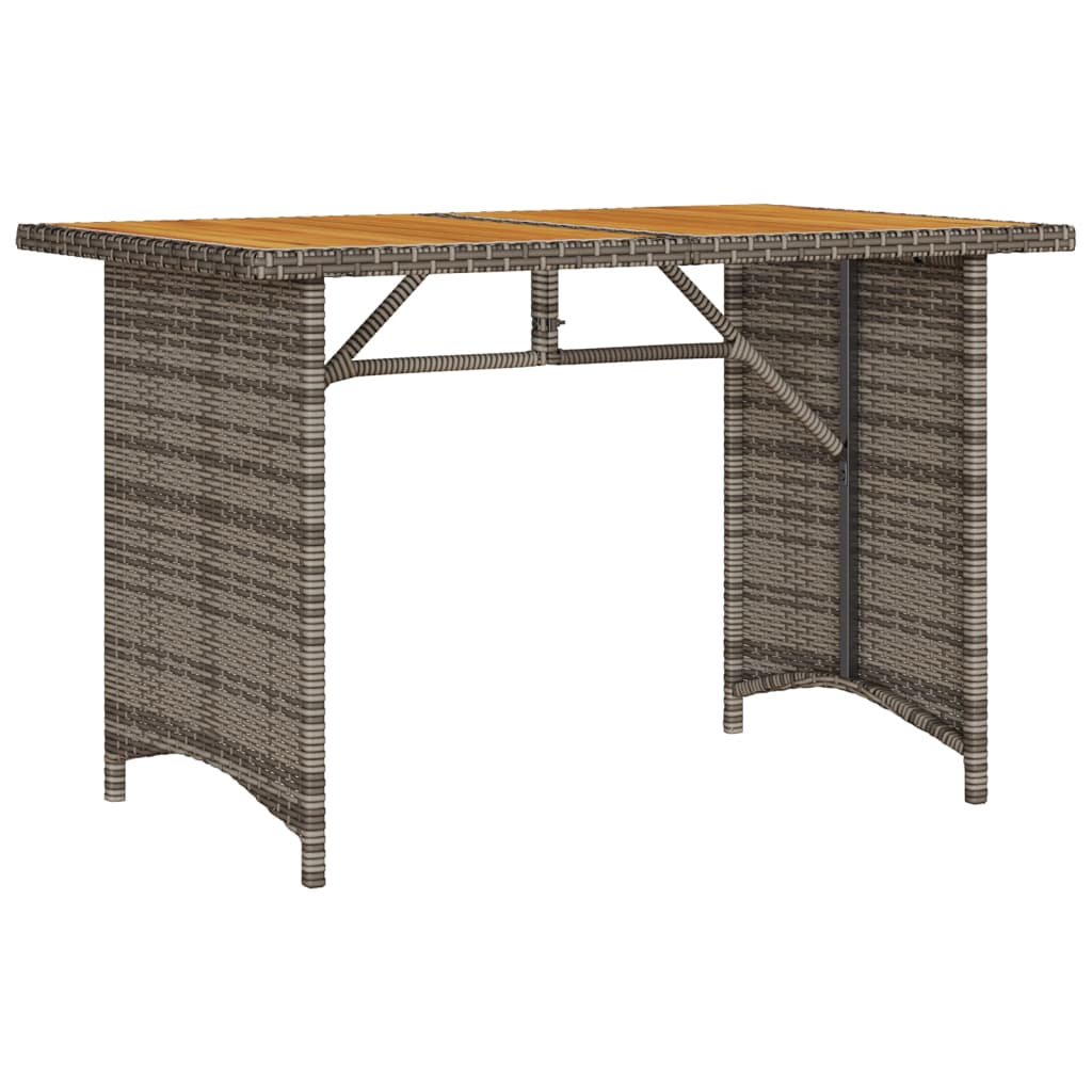 Tuintafel met houten blad 110x68x70 cm poly rattan grijs is nu te koop bij PeponiXL, paradijselijk wonen!