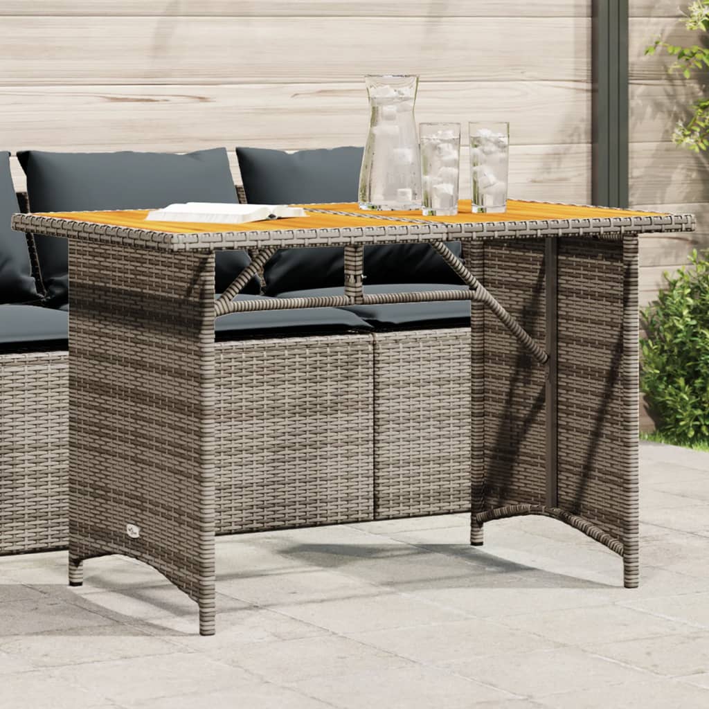 Tuintafel met houten blad 110x68x70 cm poly rattan grijs is nu te koop bij PeponiXL, paradijselijk wonen!