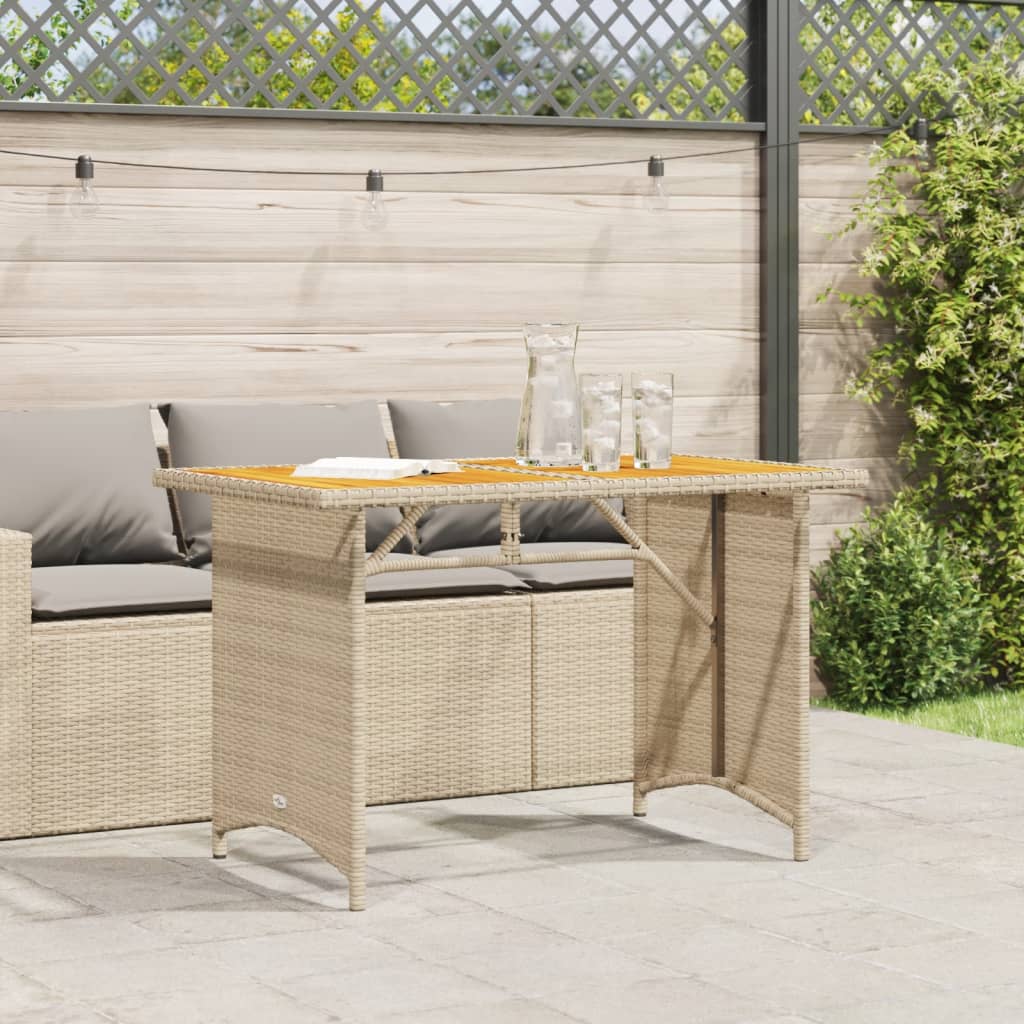 Tuintafel met houten blad 110x68x70 cm poly rattan beige is nu te koop bij PeponiXL, paradijselijk wonen!