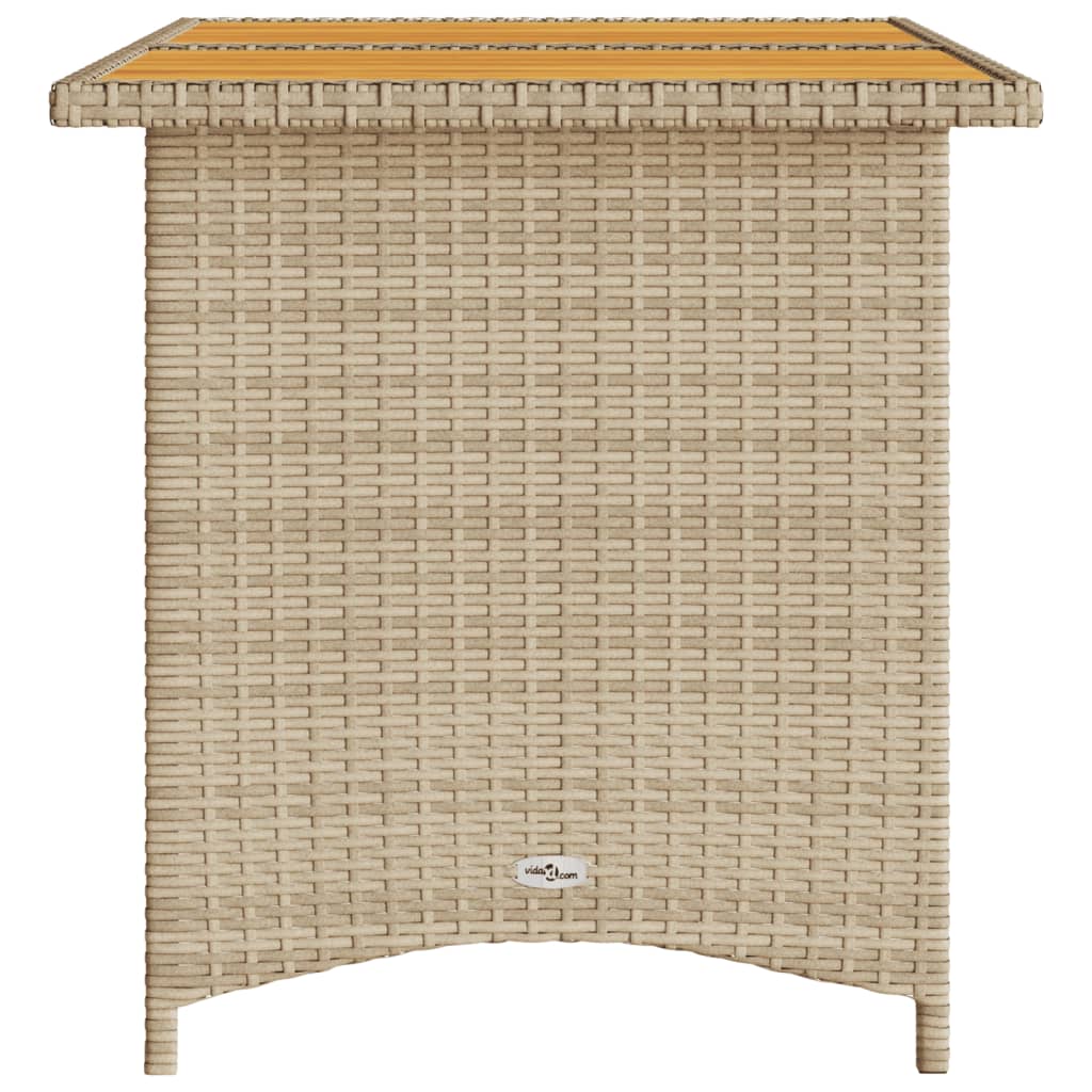 Tuintafel met houten blad 110x68x70 cm poly rattan beige is nu te koop bij PeponiXL, paradijselijk wonen!