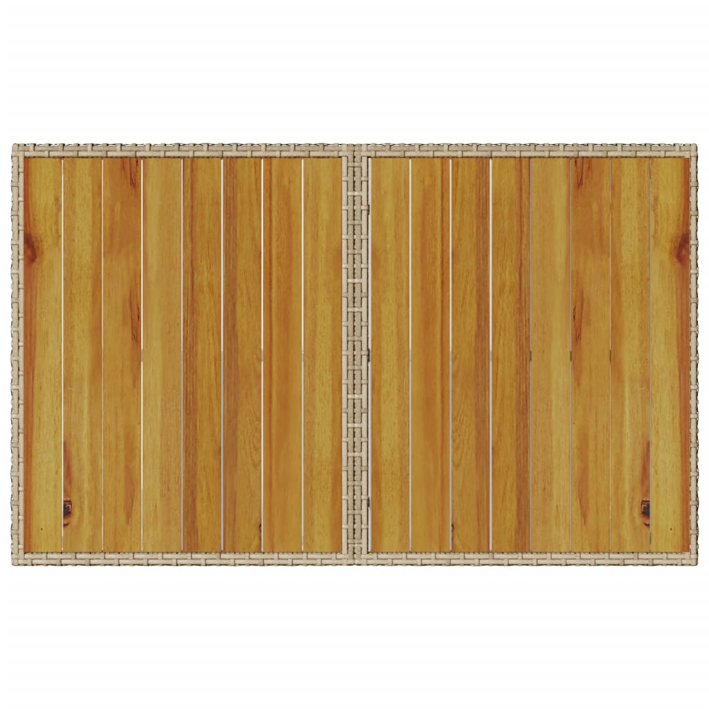 Tuintafel met houten blad 110x68x70 cm poly rattan beige is nu te koop bij PeponiXL, paradijselijk wonen!