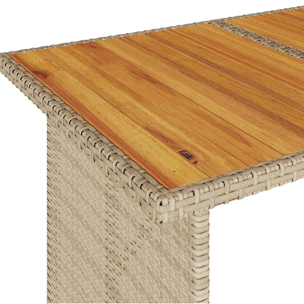 Tuintafel met houten blad 110x68x70 cm poly rattan beige is nu te koop bij PeponiXL, paradijselijk wonen!