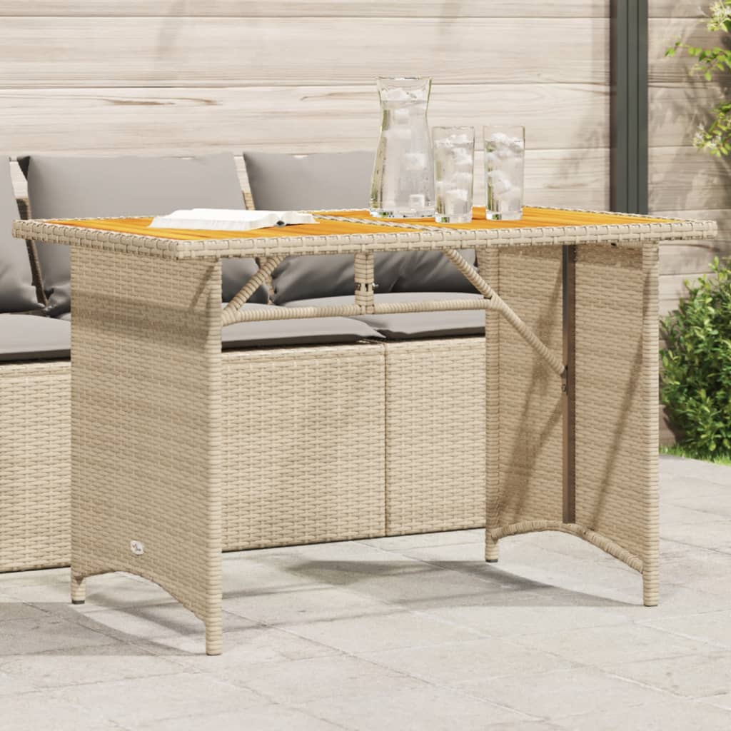 Tuintafel met houten blad 110x68x70 cm poly rattan beige is nu te koop bij PeponiXL, paradijselijk wonen!