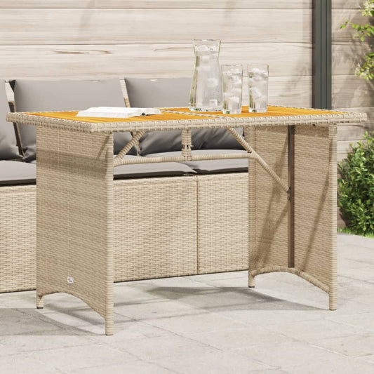 Tuintafel met houten blad 110x68x70 cm poly rattan beige is nu te koop bij PeponiXL, paradijselijk wonen!