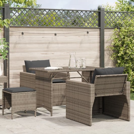4-delige Loungeset met kussens poly rattan grijs is nu te koop bij PeponiXL, paradijselijk wonen!