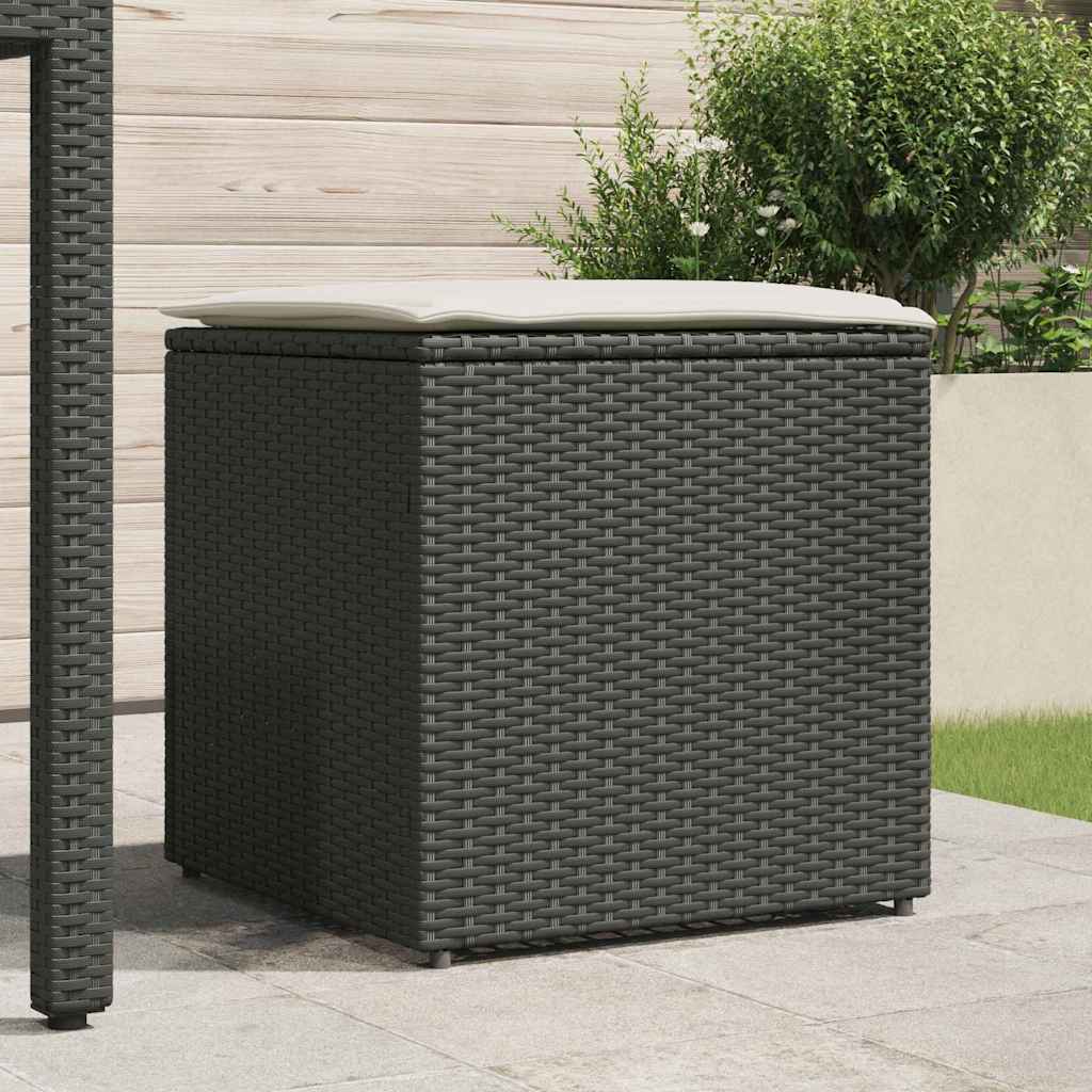 Kussenbox met opslag Zwart 50 x 50 x 50 cm poly rattan is nu te koop bij PeponiXL, paradijselijk wonen!