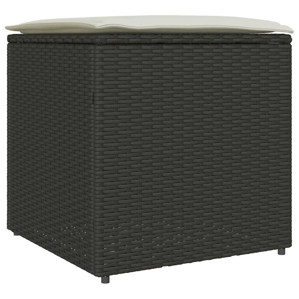 Kussenbox met opslag Zwart 50 x 50 x 50 cm poly rattan is nu te koop bij PeponiXL, paradijselijk wonen!