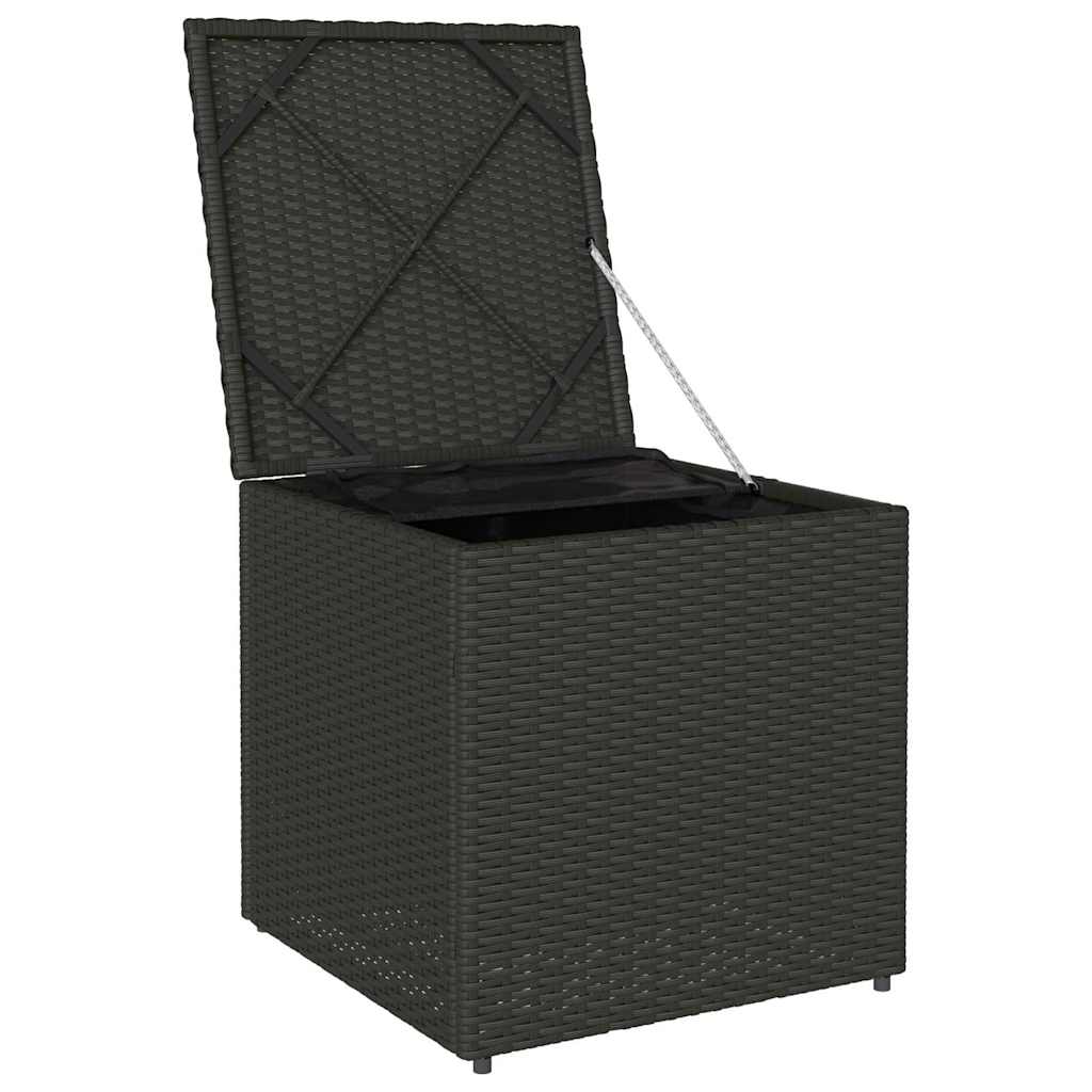 Kussenbox met opslag Zwart 50 x 50 x 50 cm poly rattan is nu te koop bij PeponiXL, paradijselijk wonen!